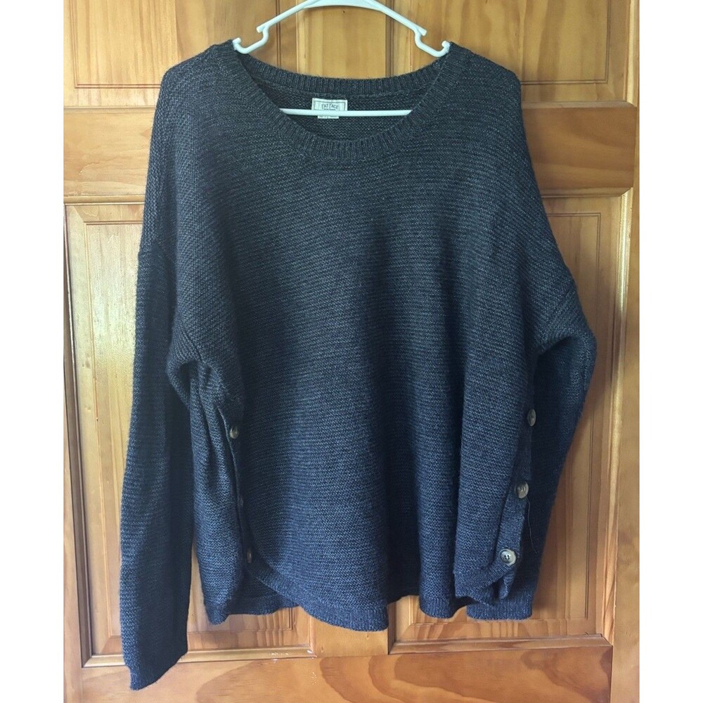 Fat Face Emmy Jumper Pullover Blue Knit With Side Buttons Size US 14